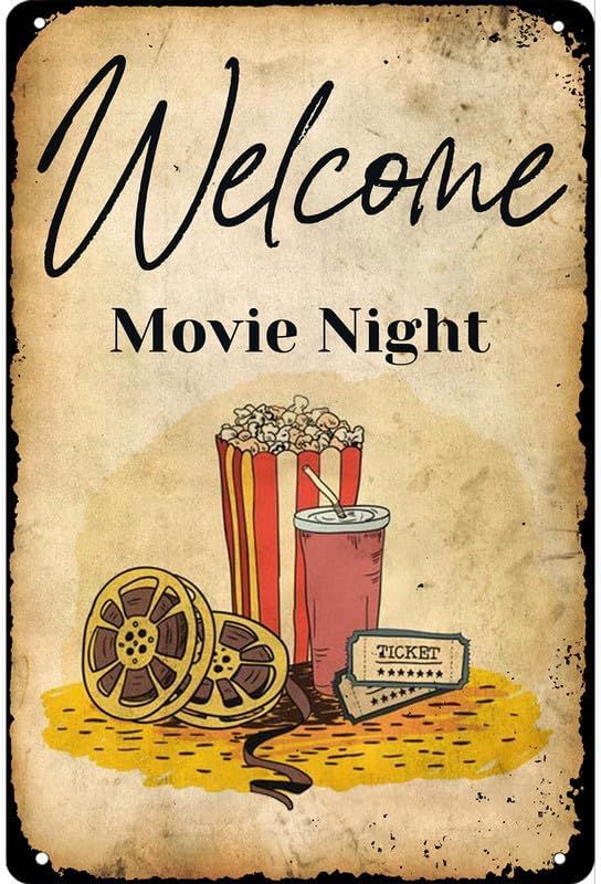 Popcorn - Y1,KanaAt Retro Film Gecesi Posteri Teneke